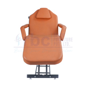 RBC 502 Tan Brown Leatherette Reclining Facial Spa Treatment Chair Bed with Black Metal Scissor Frame