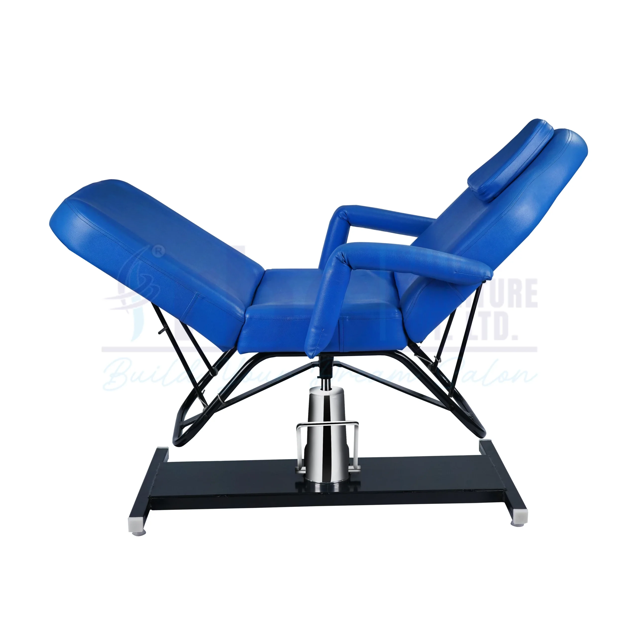 RBC 504 Blue Leatherette Reclining Hydraulic Facial Spa Treatment Chair Bed with Black Metal Base