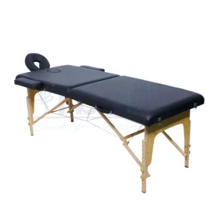 RBC 508 Black Leatherette Portable Folding Wooden Spa Massage Bed with Face Cradle and Armrests