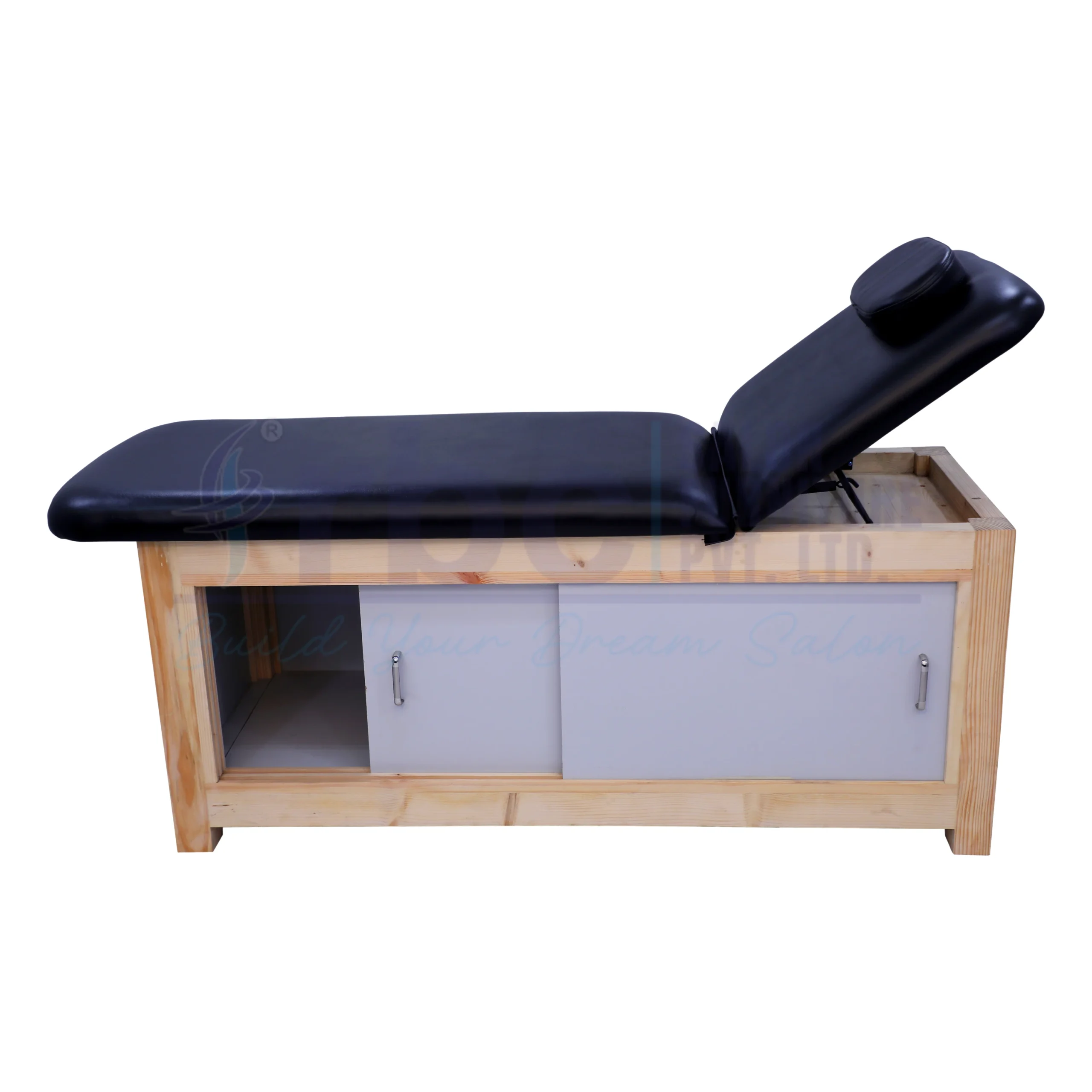 rbc 512 black wooden spa bed with sliding cabinet