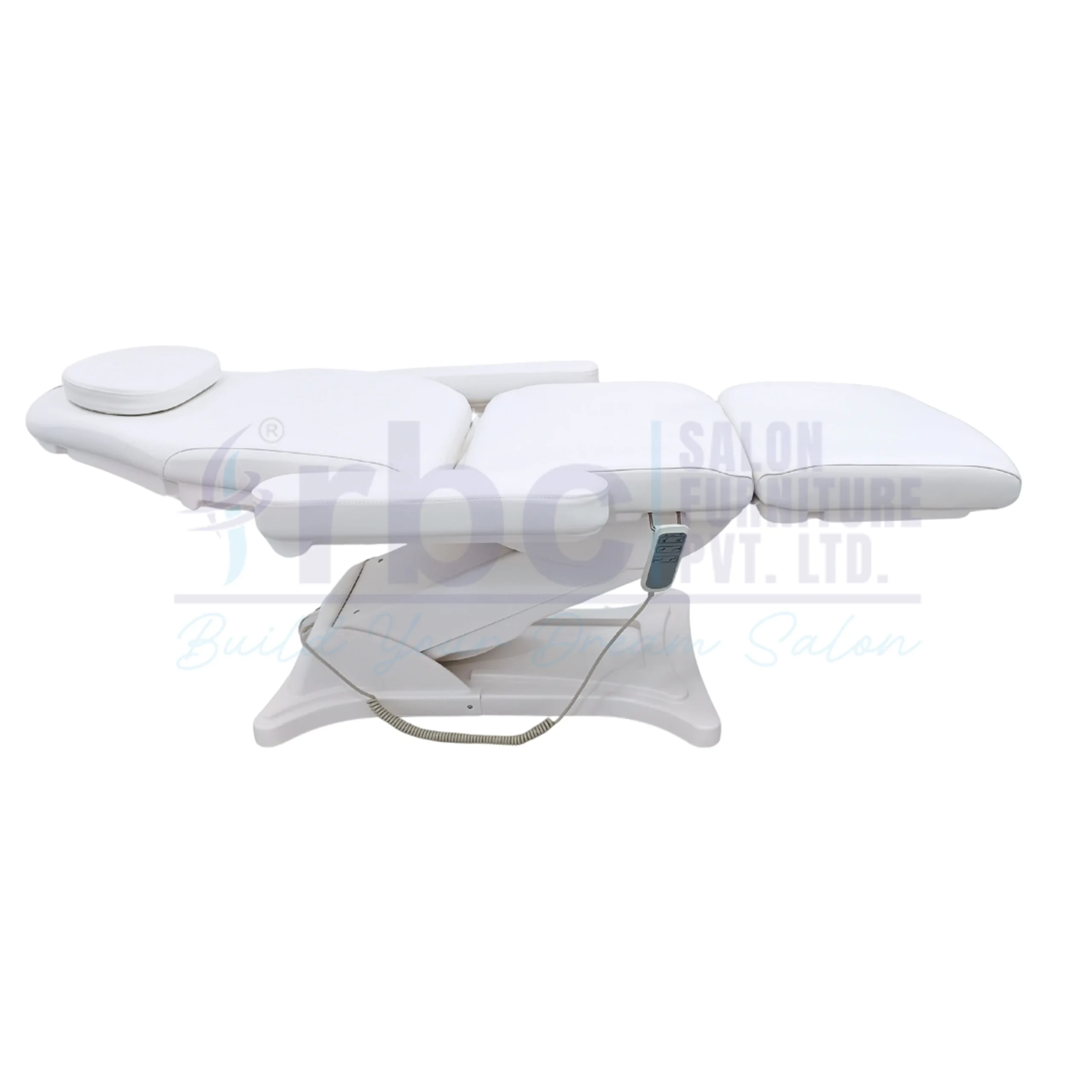 RBC 514 White Electric Spa Chair Side Profile Showing Heavy-Duty Lift Base Structure