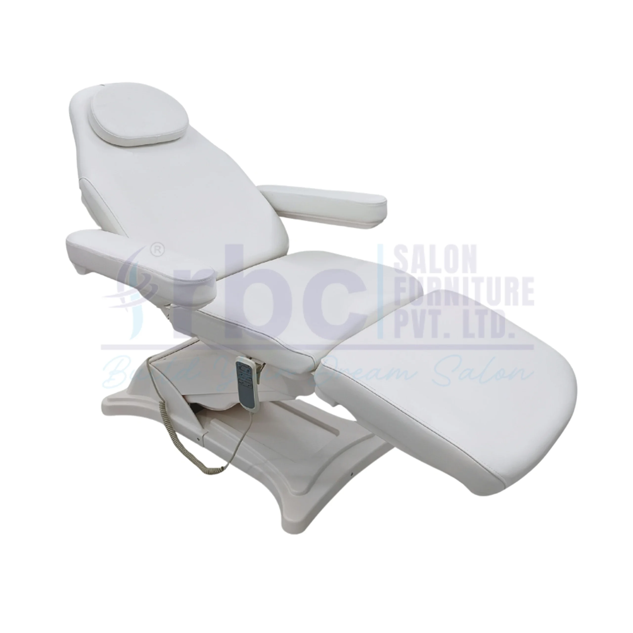 RBC 514 White Electric Spa Chair Side Profile Showing Heavy-Duty Lift Base Structure