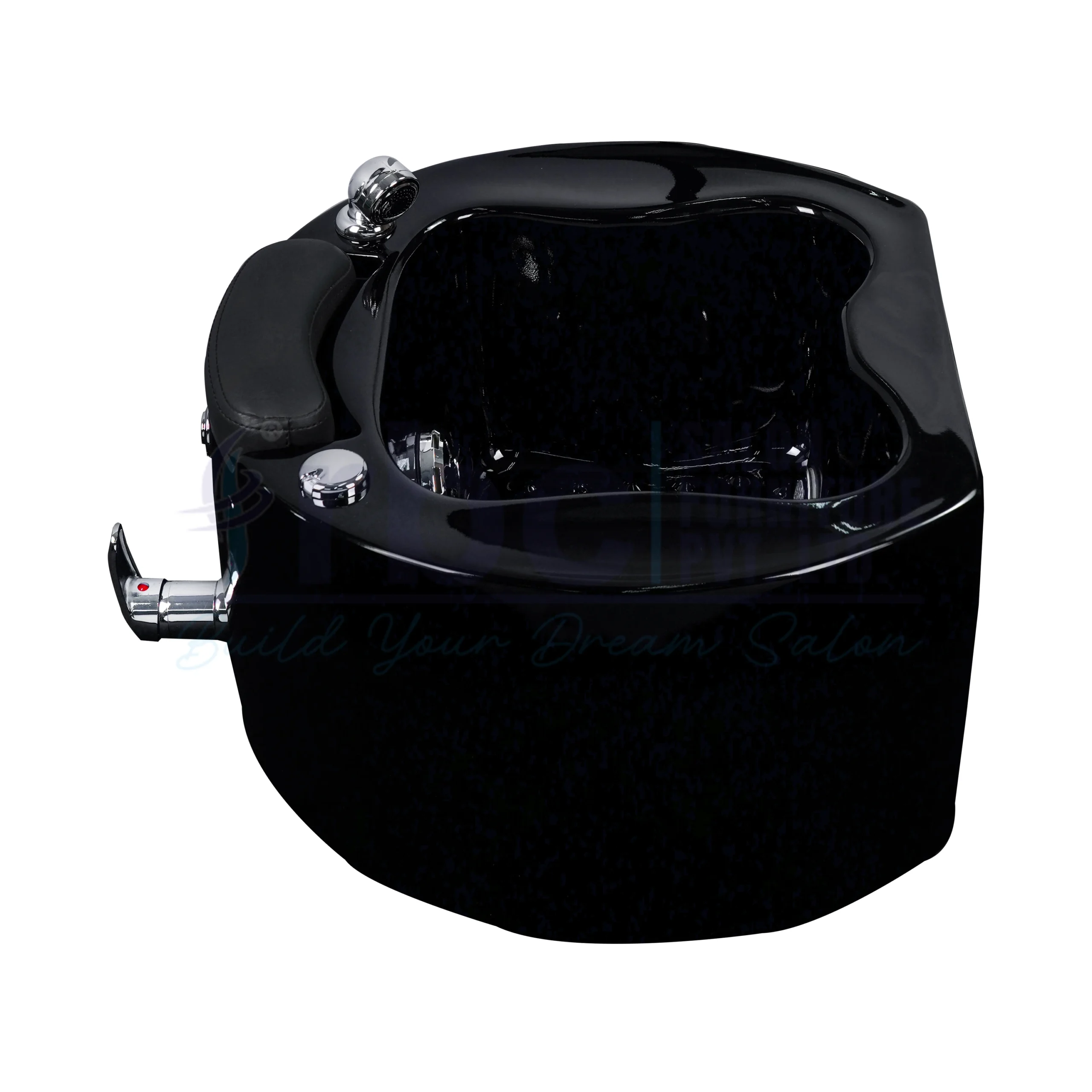 rbc 602 glossy black acrylic pedicure foot spa basin tub with padded footrest and chrome fixtures b
