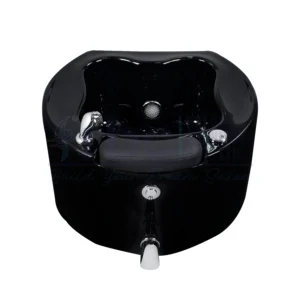 RBC 602 Glossy Black Acrylic Pedicure Foot Spa Basin Tub with Padded Footrest and Chrome Fixtures