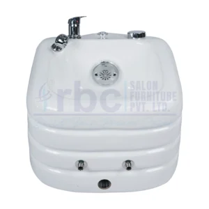 RBC 603 Glossy White Tiered Acrylic Pedicure Foot Basin Tub with Whirlpool Jet and Chrome Fixtures