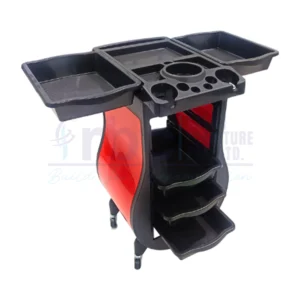 RBC 69 Red and Black Professional Salon Trolley Cart with Extended Trays and Appliance Holders