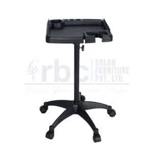 RBC 72 Black Height Adjustable Salon Service Tray Stand with Hair Dryer Holder and 5 Star Base