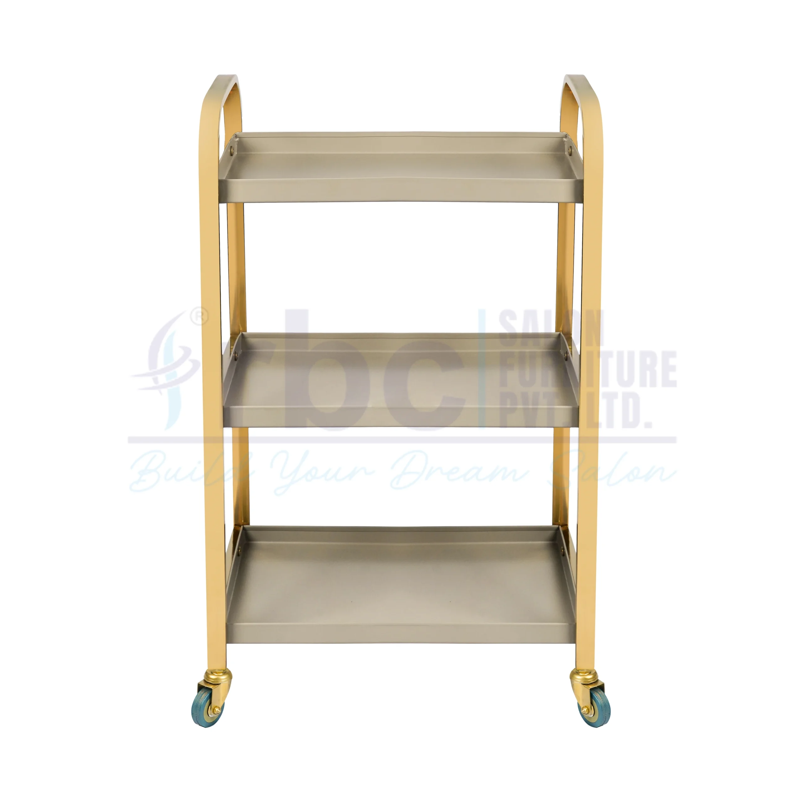 rbc 82 luxury 3 tier gold metal salon utility trolley cart
