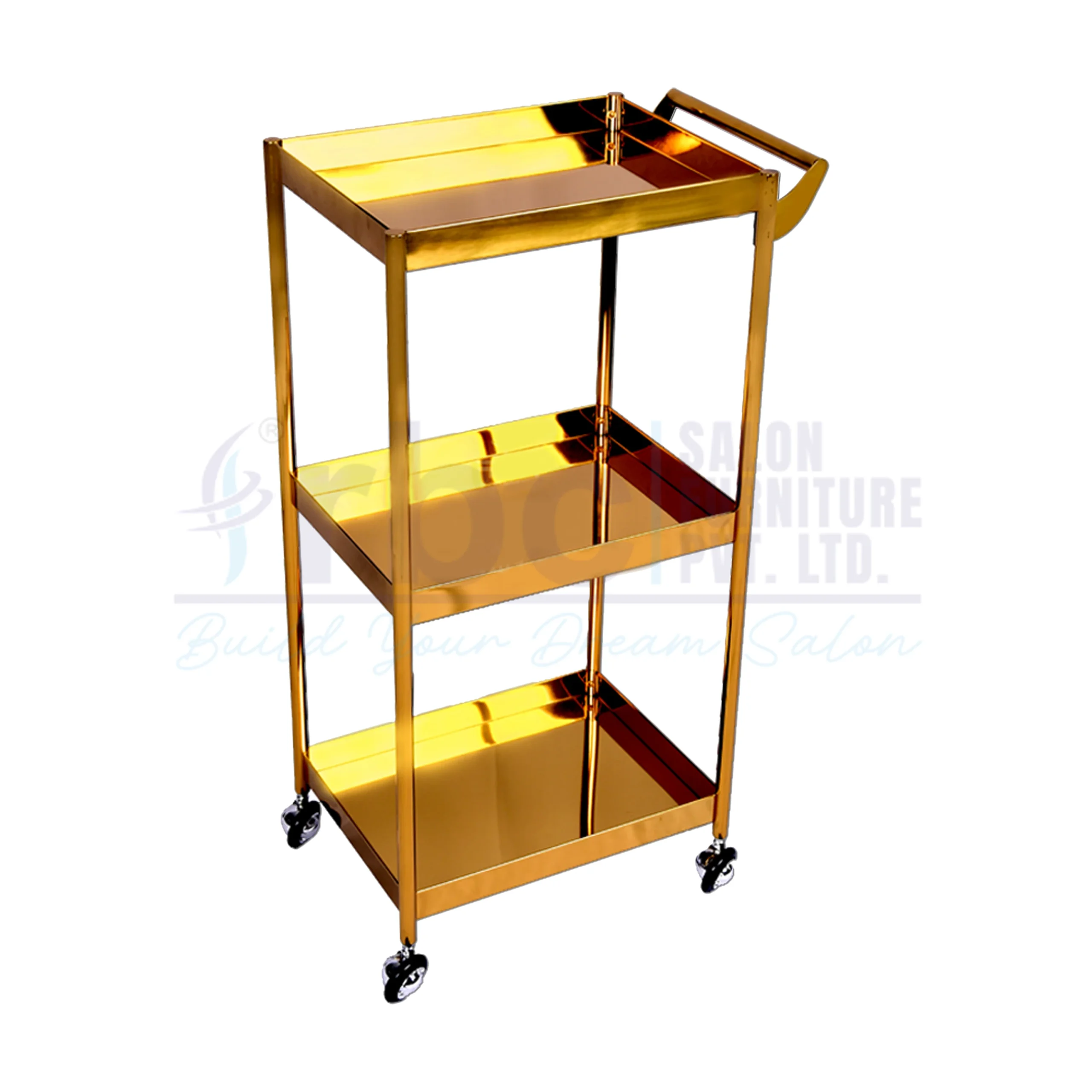 rbc 87 luxury 3 tier gold stainless steel salon utility trolley cart