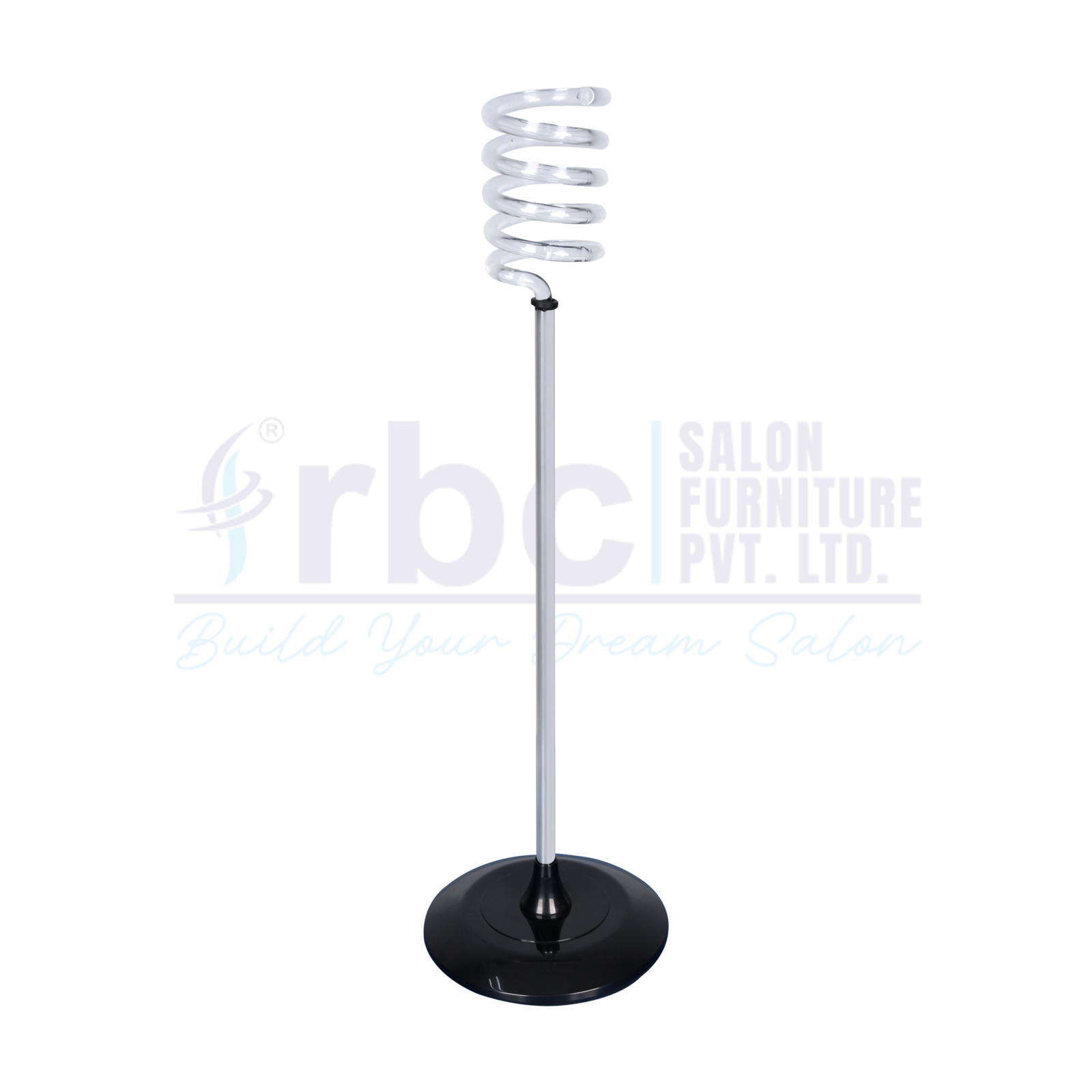 RBC 90 Floor Standing Hair Dryer Holder Stand with Spiral Wire Ring and Heavy Black Base
