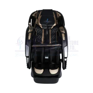 RBC 911 Glossy Black and Champagne Gold Luxury Full Body Reclining Massage Chair with Touch Screen Display and Built-in Speakers