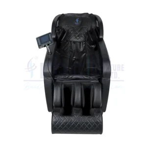 RBC 912 All-Black Luxury Full Body Reclining Massage Chair Front View with Touch Screen Remote Display