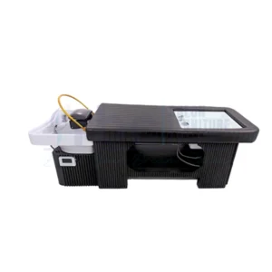 RBC 936 Black Ribbed Korean Head Spa Bed with Gold Water Circulation Ring, White Head Wash Basin and Integrated Foot Tub