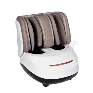 RBC F02 W White Electric Foot and Calf Massager with Taupe Fabric Airbags and Rose Gold Accent
